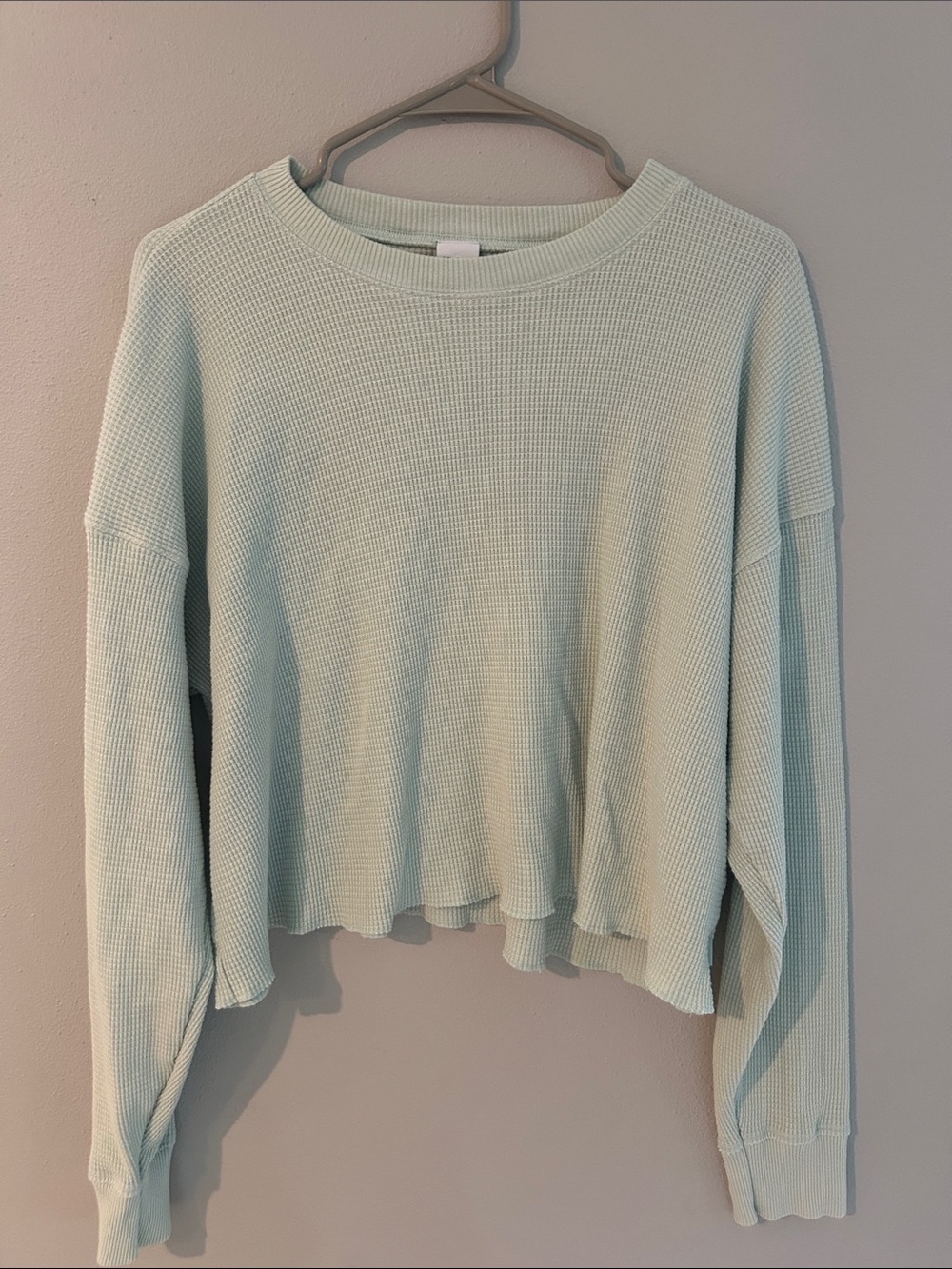 TNA Women's Mint Waffle-Knit Cropped shirt